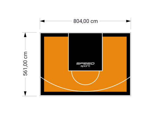45M2/561X804CM POMARAŃCZOWO-CZARNE BOISKO DO KOSZYKÓWKI SPEEDSPORT HEXA POWER PRO