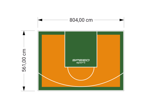 45M2/561X804CM POMARAŃCZOWO-ZIELONE BOISKO DO KOSZYKÓWKI SPEEDSPORT HEXA POWER PRO