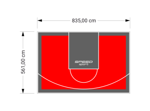47M2/561X835CM CZERWONO-GRAFITOWE BOISKO DO KOSZYKÓWKI SPEEDSPORT HEXA POWER PRO