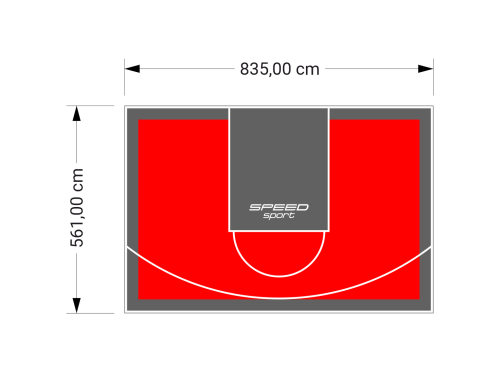 47M2/561X835CM CZERWONO-GRAFITOWE BOISKO DO KOSZYKÓWKI SPEEDSPORT HEXA POWER PRO