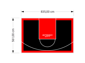 47M2/561X835CM CZARNO-CZERWONE BOISKO DO KOSZYKÓWKI SPEEDSPORT HEXA POWER PRO