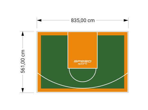 47M2/561X835CM ZIELONO-POMARAŃCZOWE BOISKO DO KOSZYKÓWKI SPEEDSPORT HEXA POWER PRO