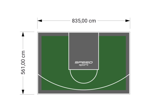 47M2/561X835CM ZIELONO-GRAFITOWE BOISKO DO KOSZYKÓWKI SPEEDSPORT HEXA POWER PRO
