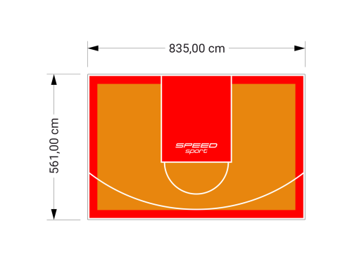 47M2/561X835CM POMARAŃCZOWO-CZERWONE BOISKO DO KOSZYKÓWKI SPEEDSPORT HEXA POWER PRO