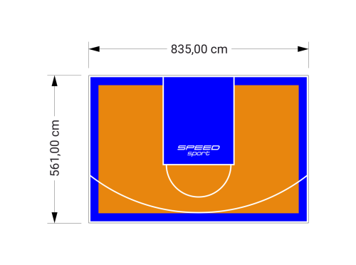 47M2/561X835CM POMARAŃCZOWO-NIEBIESKIE BOISKO DO KOSZYKÓWKI SPEEDSPORT HEXA POWER PRO