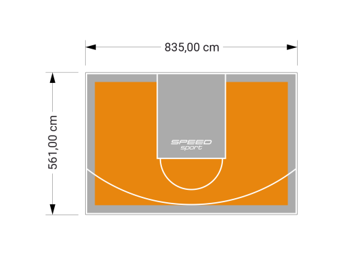47M2/561X835CM POMARAŃCZOWO-SZARE BOISKO DO KOSZYKÓWKI SPEEDSPORT HEXA POWER PRO