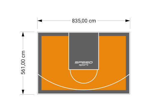 47M2/561X835CM POMARAŃCZOWO-GRAFITOWE BOISKO DO KOSZYKÓWKI SPEEDSPORT HEXA POWER PRO