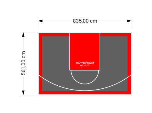 47M2/561X835CM GRAFITOWO-CZERWONE BOISKO DO KOSZYKÓWKI SPEEDSPORT HEXA POWER PRO