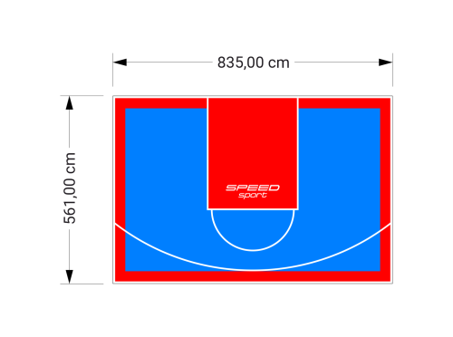47M2/561X835CM BŁĘKITNO-CZERWONE BOISKO DO KOSZYKÓWKI SPEEDSPORT HEXA POWER PRO