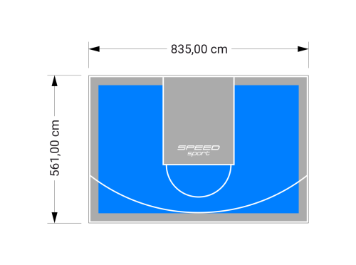47M2/561X835CM BŁĘKITNO-SZARE BOISKO DO KOSZYKÓWKI SPEEDSPORT HEXA POWER PRO