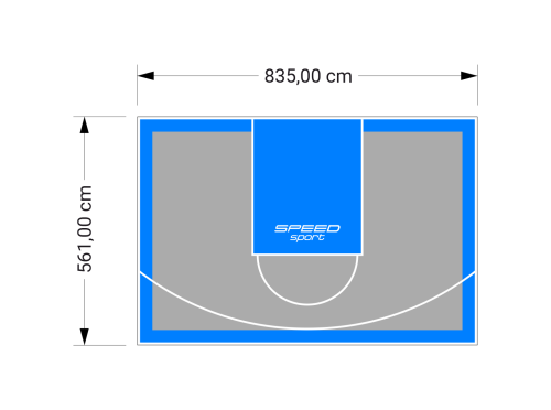 47M2/561X835CM SZARO-BŁĘKITNE BOISKO DO KOSZYKÓWKI SPEEDSPORT HEXA POWER PRO