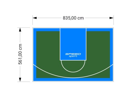 47M2/561X835CM ZIELONO-BŁĘKITNE BOISKO DO KOSZYKÓWKI SPEEDSPORT HEXA POWER PRO