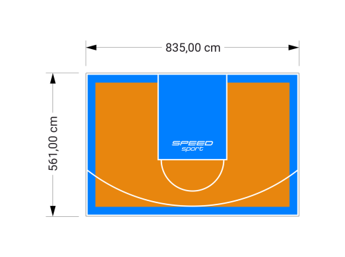 47M2/561X835CM POMARAŃCZOWO-BŁĘKITNE BOISKO DO KOSZYKÓWKI SPEEDSPORT HEXA POWER PRO