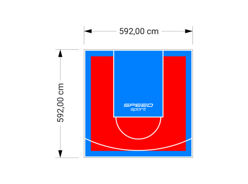 35M2/592X592CM CZERWONO-BŁĘKITNE BOISKO DO KOSZYKÓWKI SPEEDSPORT HEXA POWER PRO