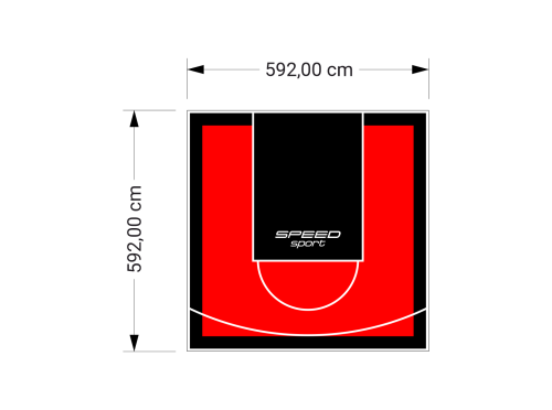 35M2/592X592CM CZERWONO-CZARNE BOISKO DO KOSZYKÓWKI SPEEDSPORT HEXA POWER PRO
