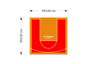 35M2/592X592CM CZERWONO-POMARAŃCZOWE BOISKO DO KOSZYKÓWKI SPEEDSPORT HEXA POWER PRO