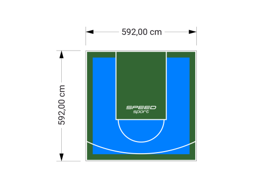35M2/592X592CM BŁĘKITNO-ZIELONE BOISKO DO KOSZYKÓWKI SPEEDSPORT HEXA POWER PRO
