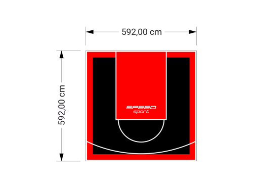 35M2/592X592CM CZARNO-CZERWONE BOISKO DO KOSZYKÓWKI SPEEDSPORT HEXA POWER PRO