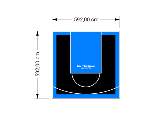 35M2/592X592CM CZARNO-BŁĘKITNE BOISKO DO KOSZYKÓWKI SPEEDSPORT HEXA POWER PRO