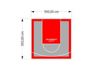 35M2/592X592CM SZARO-CZERWONE BOISKO DO KOSZYKÓWKI SPEEDSPORT HEXA POWER PRO