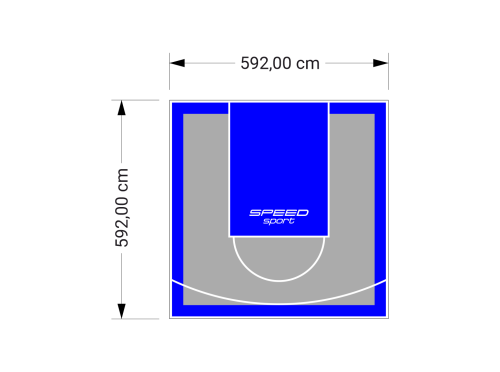 35M2/592X592CM SZARO-NIEBIESKIE BOISKO DO KOSZYKÓWKI SPEEDSPORT HEXA POWER PRO