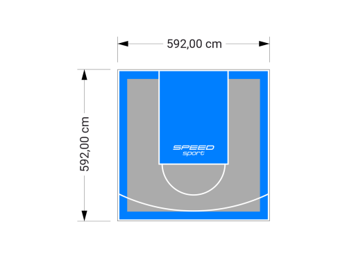 35M2/592X592CM SZARO-BŁĘKITNE BOISKO DO KOSZYKÓWKI SPEEDSPORT HEXA POWER PRO