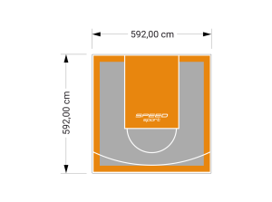 35M2/592X592CM SZARO-POMARAŃCZOWE BOISKO DO KOSZYKÓWKI SPEEDSPORT HEXA POWER PRO