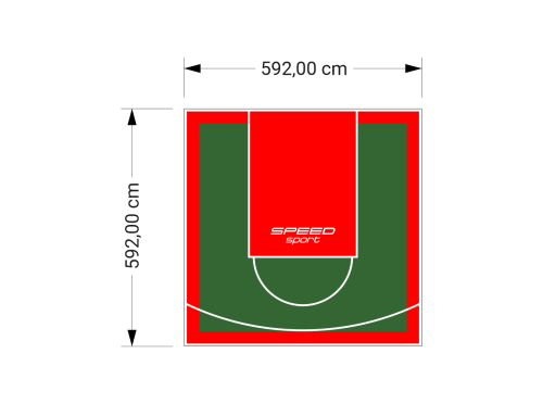 35M2/592X592CM ZIELONO-CZERWONE BOISKO DO KOSZYKÓWKI SPEEDSPORT HEXA POWER PRO