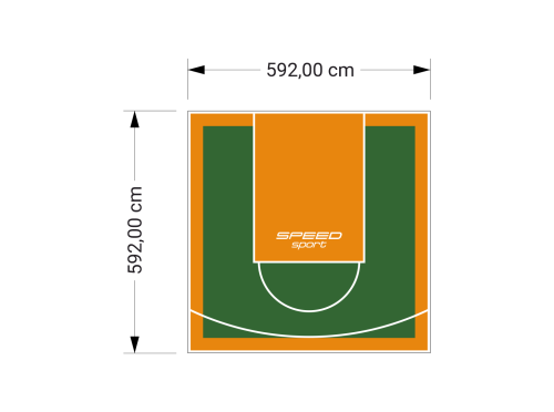 35M2/592X592CM ZIELONO-POMARAŃCZOWE BOISKO DO KOSZYKÓWKI SPEEDSPORT HEXA POWER PRO