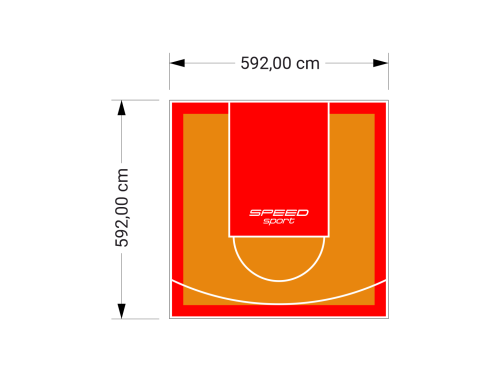 35M2/592X592CM POMARAŃCZOWO-CZERWONE BOISKO DO KOSZYKÓWKI SPEEDSPORT HEXA POWER PRO