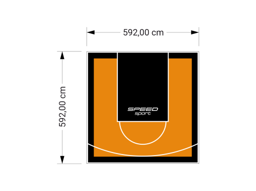 35M2/592X592CM POMARAŃCZOWO-CZARNE BOISKO DO KOSZYKÓWKI SPEEDSPORT HEXA POWER PRO