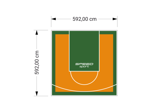 35M2/592X592CM POMARAŃCZOWO-ZIELONE BOISKO DO KOSZYKÓWKI SPEEDSPORT HEXA POWER PRO