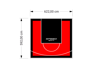37M2/592X622CM CZERWONO-CZARNE BOISKO DO KOSZYKÓWKI SPEEDSPORT HEXA POWER PRO