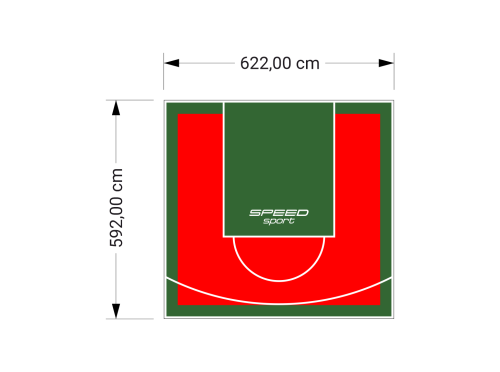 37M2/592X622CM CZERWONO-ZIELONE BOISKO DO KOSZYKÓWKI SPEEDSPORT HEXA POWER PRO