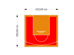 37M2/592X622CM CZERWONO-POMARAŃCZOWE BOISKO DO KOSZYKÓWKI SPEEDSPORT HEXA POWER PRO