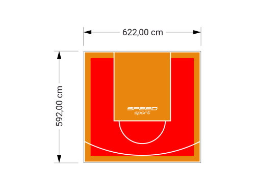 37M2/592X622CM CZERWONO-POMARAŃCZOWE BOISKO DO KOSZYKÓWKI SPEEDSPORT HEXA POWER PRO