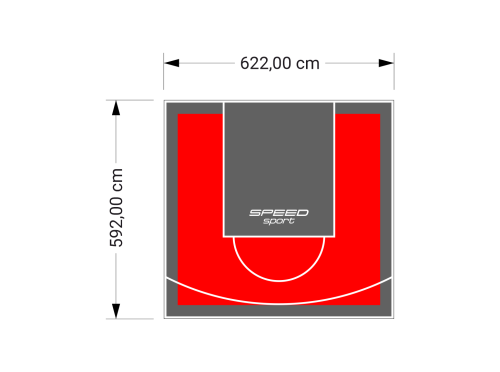 37M2/592X622CM CZERWONO-GRAFITOWE BOISKO DO KOSZYKÓWKI SPEEDSPORT HEXA POWER PRO