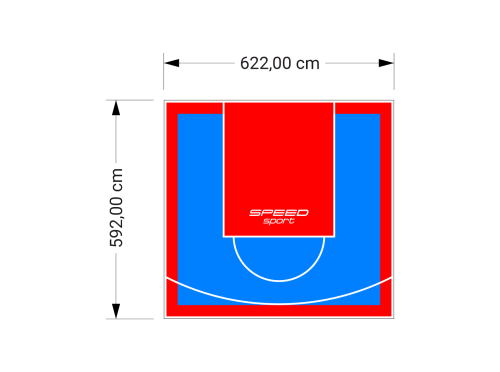 37M2/592X622CM BŁĘKITNO-CZERWONE BOISKO DO KOSZYKÓWKI SPEEDSPORT HEXA POWER PRO