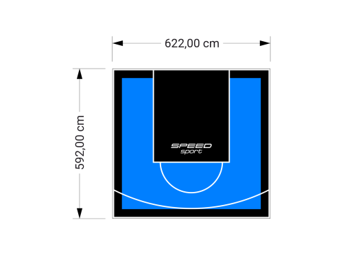 37M2/592X622CM BŁĘKITNO-CZARNE BOISKO DO KOSZYKÓWKI SPEEDSPORT HEXA POWER PRO