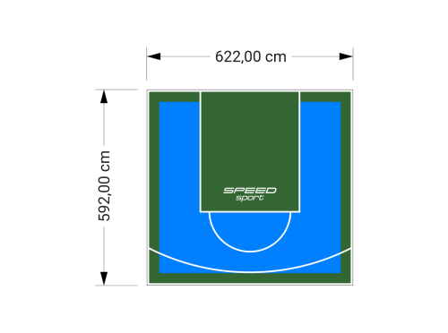 37M2/592X622CM BŁĘKITNO-ZIELONE BOISKO DO KOSZYKÓWKI SPEEDSPORT HEXA POWER PRO