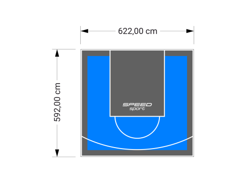 37M2/592X622CM BŁĘKITNO-GRAFITOWE BOISKO DO KOSZYKÓWKI SPEEDSPORT HEXA POWER PRO