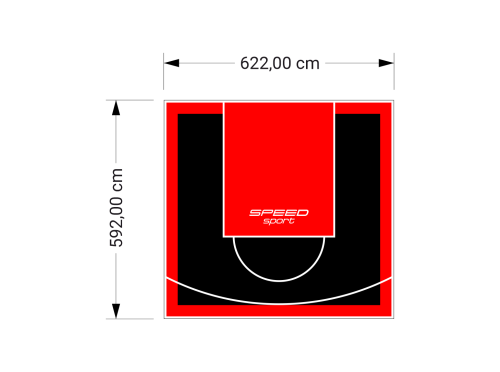 37M2/592X622CM CZARNO-CZERWONE BOISKO DO KOSZYKÓWKI SPEEDSPORT HEXA POWER PRO