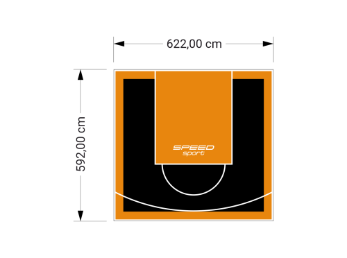 37M2/592X622CM CZARNO-POMARAŃCZOWE BOISKO DO KOSZYKÓWKI SPEEDSPORT HEXA POWER PRO