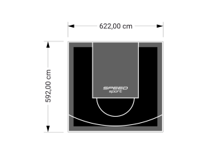 37M2/592X622CM CZARNO-GRAFITOWE BOISKO DO KOSZYKÓWKI SPEEDSPORT HEXA POWER PRO