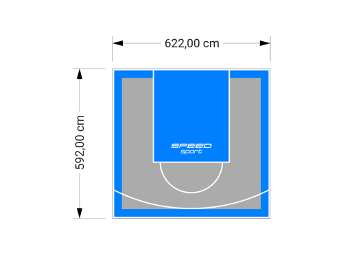 37M2/592X622CM SZARO-BŁĘKITNE BOISKO DO KOSZYKÓWKI SPEEDSPORT HEXA POWER PRO