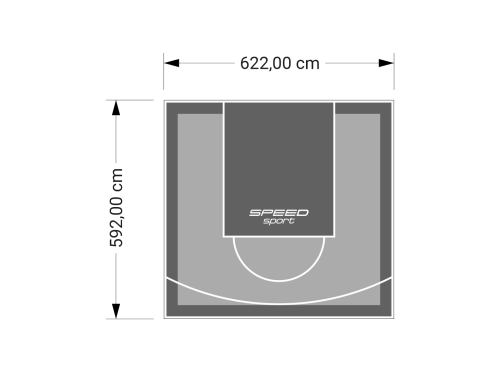 37M2/592X622CM SZARO-GRAFITOWE BOISKO DO KOSZYKÓWKI SPEEDSPORT HEXA POWER PRO