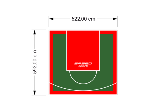 37M2/592X622CM ZIELONO-CZERWONE BOISKO DO KOSZYKÓWKI SPEEDSPORT HEXA POWER PRO