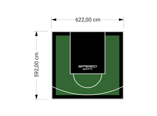 37M2/592X622CM ZIELONO-CZARNE BOISKO DO KOSZYKÓWKI SPEEDSPORT HEXA POWER PRO