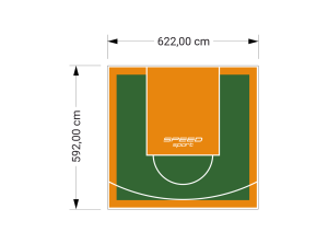 37M2/592X622CM ZIELONO-POMARAŃCZOWE BOISKO DO KOSZYKÓWKI SPEEDSPORT HEXA POWER PRO