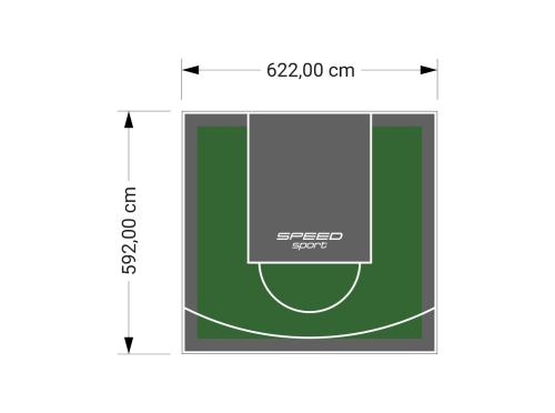 37M2/592X622CM ZIELONO-GRAFITOWE BOISKO DO KOSZYKÓWKI SPEEDSPORT HEXA POWER PRO